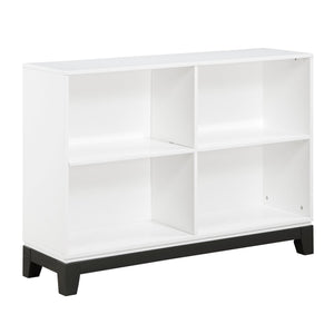 English Elm White Garretson 4-Shelf Bookcase with Rustic Contrast Base Rail — Transitional Wooden Storage for Living Room White 46.5 L x 30.75 W x 9.25 H B011P255287