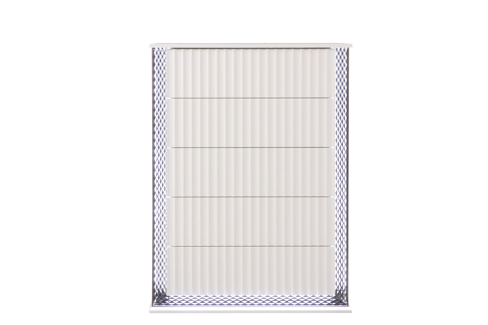 English Elm Fabio Contemporary 5-Drawer Chest with Diamond Side Accents, LED Lighting & Velvet-Lined Top Drawer B009P309321