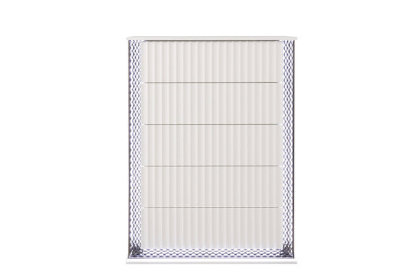 English Elm Fabio Contemporary 5-Drawer Chest with Diamond Side Accents, LED Lighting & Velvet-Lined Top Drawer B009P309321