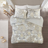 Madison Park Isla Global Inspired 3 Piece Cotton Floral Printed Reversible Duvet Cover Set MP12-8159 Yellow