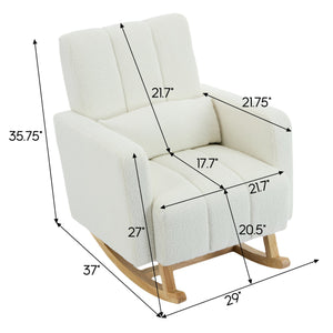 English Elm Christopher Knight Home® - Accent Rocking Chair In Cream White Teddy Velvet - Luxurious Comfort, Ergonomic Support & Style! N765P263906W