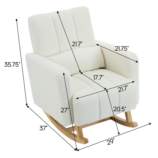 English Elm Christopher Knight Home® - Accent Rocking Chair In Cream White Teddy Velvet - Luxurious Comfort, Ergonomic Support & Style! N765P263906W