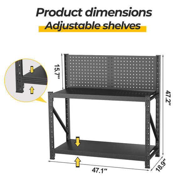 English Elm Storage Shelves with Pegboard Panels Heavy Duty Metal Garage and Pantry Rack Unit T5667P454761