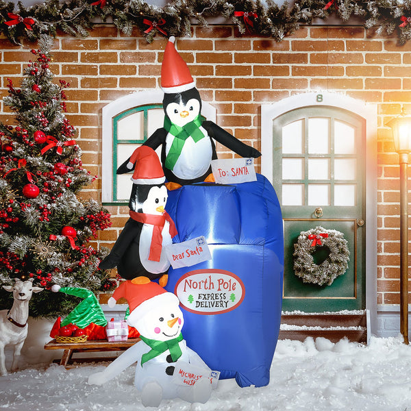 English Elm Homcom 6Ft Christmas Inflatable Yard Decor With Snowman, Penguins & Led Lights For Festive Cheer W2225P229269