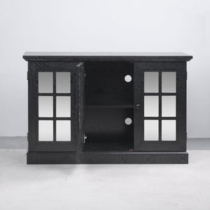English Elm 45" Mirrored Acrylic Door Sideboard Mdf Buffet Cabinet with Adjustable Shelves Black W2899P372750