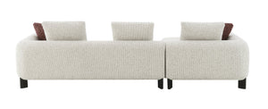 English Elm Mardi Maroon & Beige Tweed Sectional Sofa with 3 Accent Pillows, Bouclé Upholstery, 880lb Capacity B2726S00436