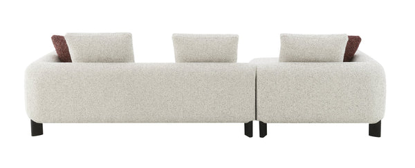 English Elm Mardi Maroon & Beige Tweed Sectional Sofa with 3 Accent Pillows, Bouclé Upholstery, 880lb Capacity B2726S00436