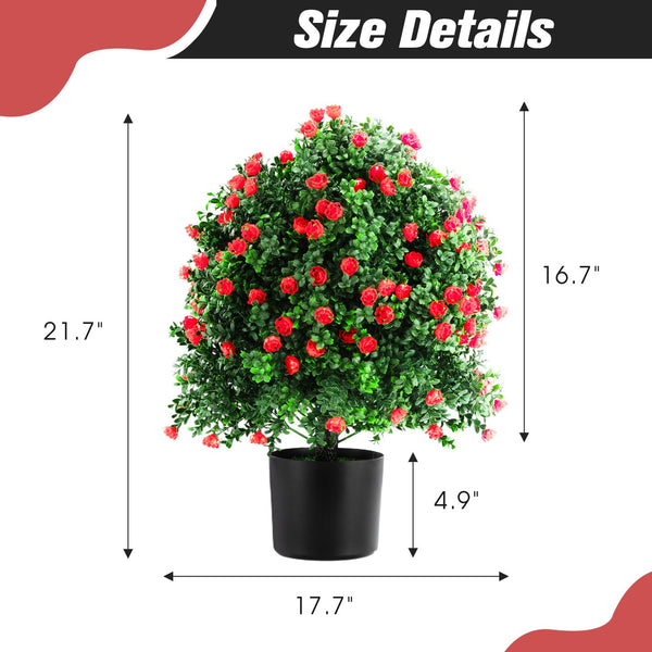 English Elm 2-pack Artificial Rose Topiary Ball Trees Uv Resistant Lifelike Blooms for Patio Entryway W2181P362938