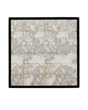 Currey & Company Mosaico Pedestal – Stunning Antique Mirror Tile Design On Handcrafted Mango Wood Frame, 26" Tall Silver Mango Wood ,Glass 3000-0329-currey-company