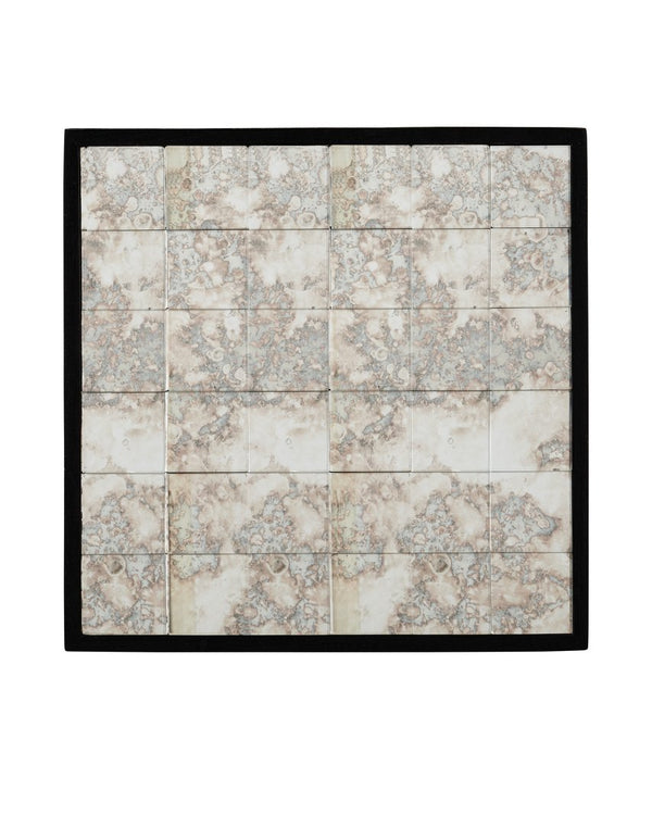 Currey & Company Mosaico Pedestal – Stunning Antique Mirror Tile Design On Handcrafted Mango Wood Frame, 26" Tall Silver Mango Wood ,Glass 3000-0329-currey-company