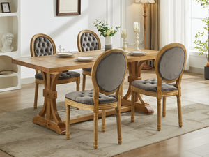 English Elm French Solid Wood Frame Antique Dining Chair with Velvet Upholstery, Nailhead Trim, Durable Spring Core Gray W1143P195871