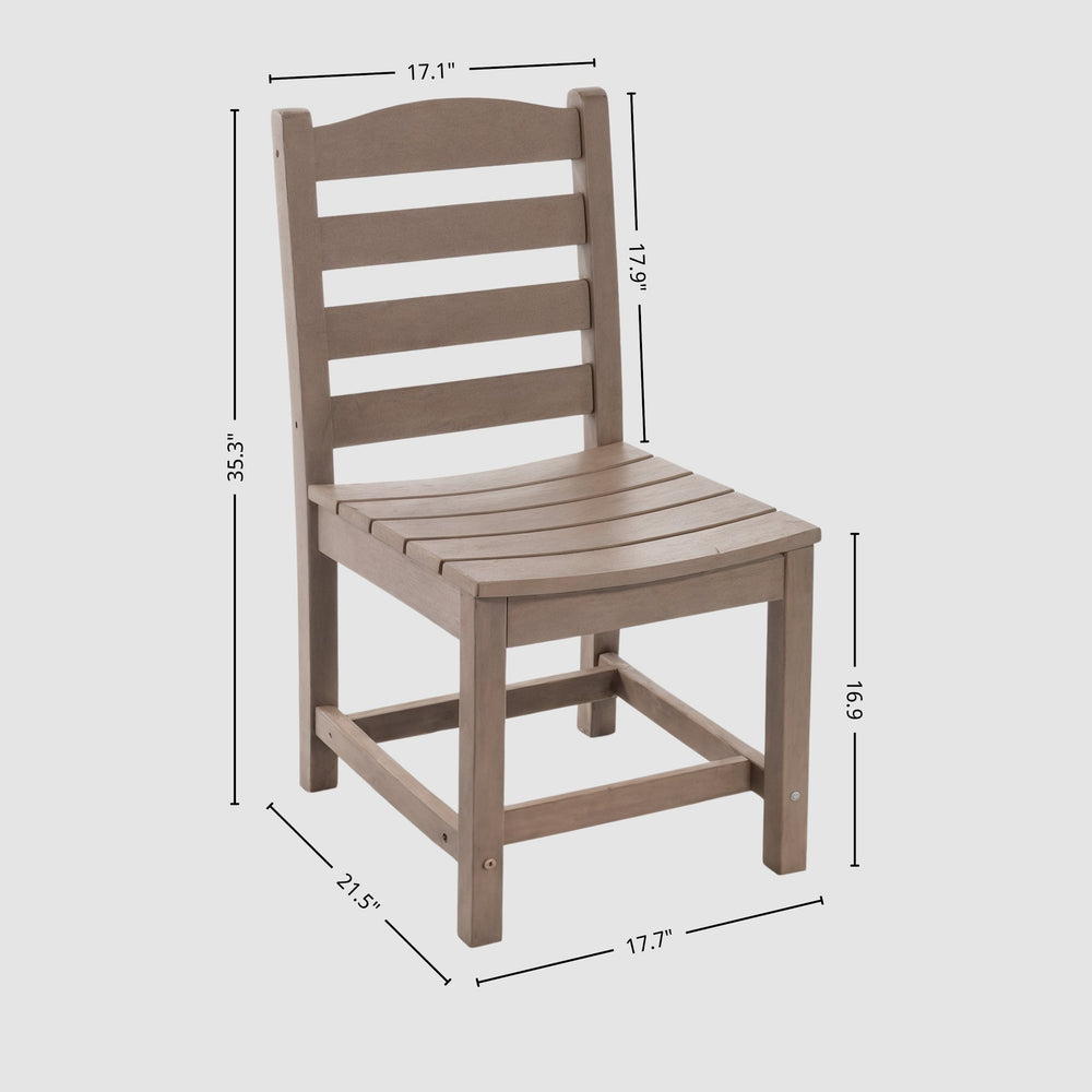 English Elm 3-Piece HDPE Outdoor Dining Set with Round Table and 2 Armless Chairs, Weatherproof Compact Bistro Antique Dark Oak W3566S00021