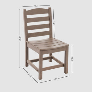 English Elm 3-Piece HDPE Outdoor Dining Set with Round Table and 2 Armless Chairs, Weatherproof Compact Bistro Antique Dark Oak W3566S00021