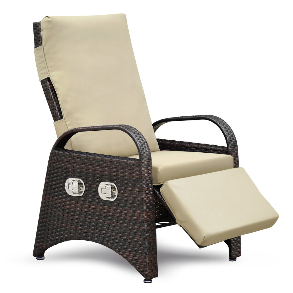 English Elm Outdoor Pe Wicker Reclining Lounge Chair with Cushion and Folding Side Table W2749P225114