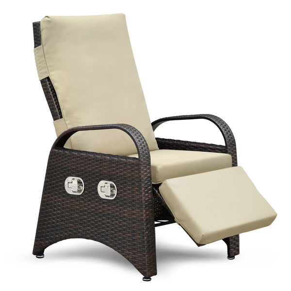 English Elm Outdoor Pe Wicker Reclining Lounge Chair with Cushion and Folding Side Table W2749P225114