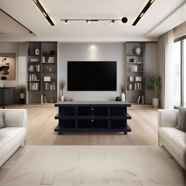 English Elm Laurel Rustic Modern 64" TV Stand for TVs up to 70" — Oak Solids & Veneers, Open Shelves, No Assembly B108P292263