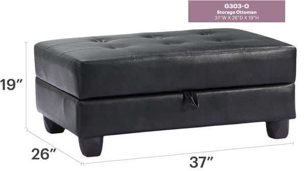 English Elm Sleek Black Ottoman PU Upholstered 18"H x 37"W x 26"D — Contemporary Comfort Seat, Durable Style B078108150
