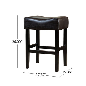 English Elm Christopher Knight Home® - 26" Backless Counter Stools Set of 2 Brown Bonded Leather Hardwood Frame Modern Bronze Finish, 26" N780P291426B
