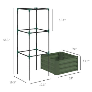 English Elm Garden Galvanized Steel Raised Planter with Integrated Trellis for Climbing Vegetables T3971P422762