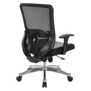 OSP Home Furnishings Vertical Mesh Back Ergonomic Manager Chair with Lumbar Support and Bonded Leather Seat 889-E3T17C63C