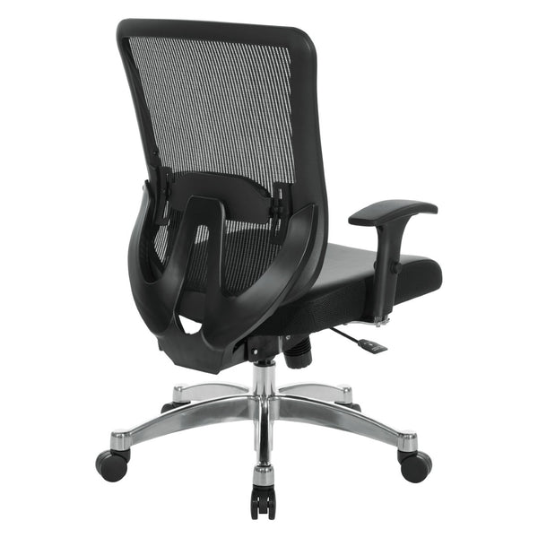 OSP Home Furnishings Vertical Mesh Back Ergonomic Manager Chair with Lumbar Support and Bonded Leather Seat 889-E3T17C63C