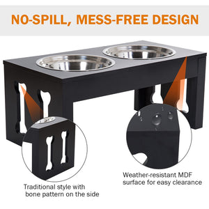 English Elm Pawhut 23" Stylish Elevated Dog Food Station With Removable Stainless Steel Bowls - Black Design W2225P217608-GIGA