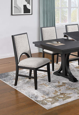 English Elm Traditional 7-Piece Dining Set: Trestle Table With Butterfly Leaf & 6 Upholstered Chairs In White Finish B011S01802-GIGA