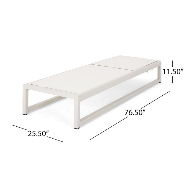 English Elm Christopher Knight Home® - MODESTA Chaise Lounge Set with Rust‑Resistant Aluminum Frame, Breathable Mesh, 5‑Position Adjustable Comfort White 62397.00WHIMP2