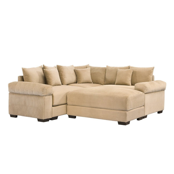 English Elm Oversized Modular Sectional Couch With Deep Seating, 10 Pillows & Ottoman - Cozy Corduroy Design! W714S01313-GIGA