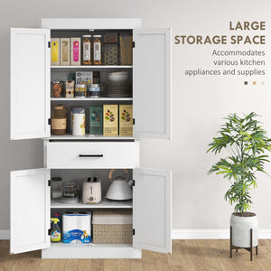English Elm Homcom 72" Tall Kitchen Pantry Cabinet With Farmhouse Style, 4 Barn Doors, Adjustable Shelves & Drawer W2225P229637