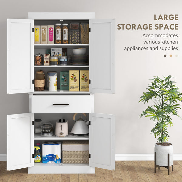 English Elm Homcom 72" Tall Kitchen Pantry Cabinet With Farmhouse Style, 4 Barn Doors, Adjustable Shelves & Drawer W2225P229637