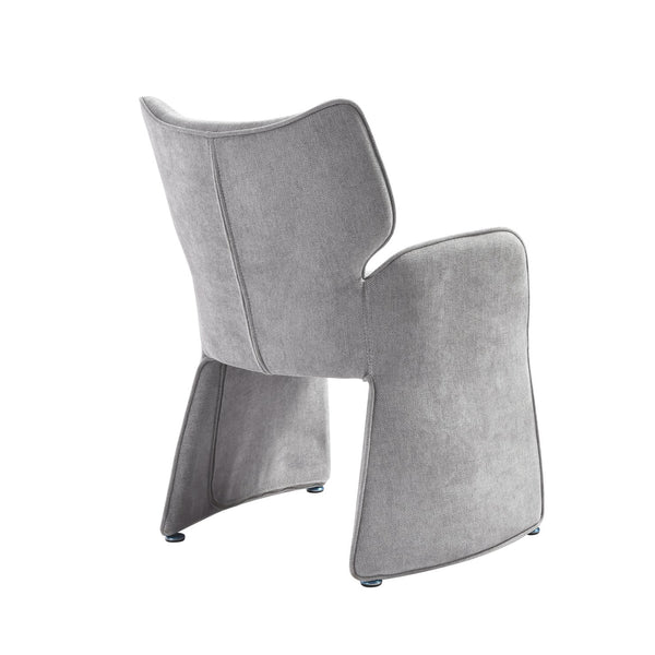 English Elm Alicia Sculptural Wraparound Upholstered Dining Chair with Curved Sled Base for Modern Rooms Gray B2736P464806