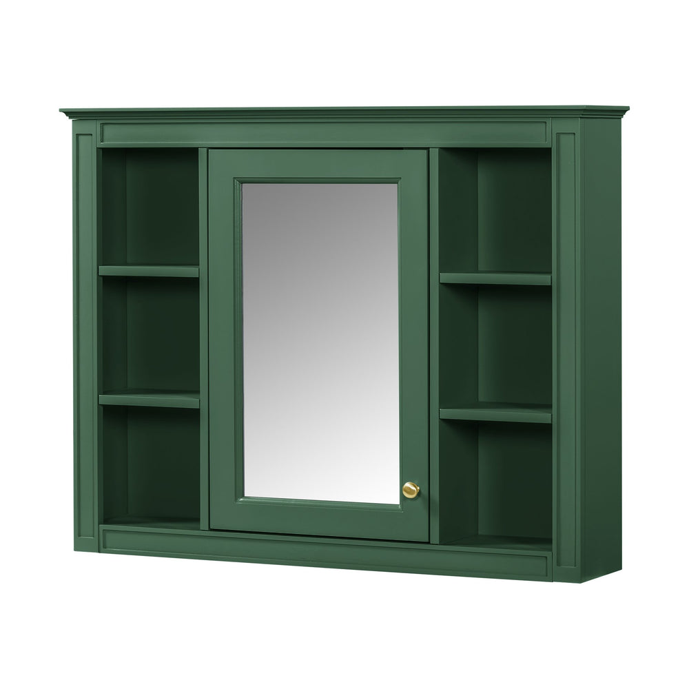 English Elm 36'' Modern Bathroom Vanity With Mirror Cabinet, Soft-Close Doors & Spacious Drawers For Storage SW000134AAF-1