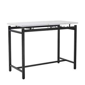 English Elm Kitchen Bar Table Set for 2 with Padded PU Chairs, Rustic Black & Grey 3-Piece High Dining Set, Sturdy Steel Frame, Space-Saving for Apartments W578P150069