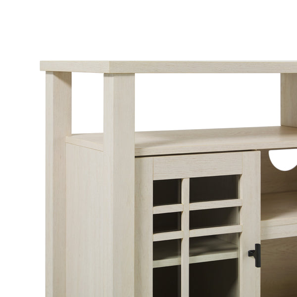 English Elm Walker Edison - Transitional 58" 2-Door Sideboard in Ivory Oak – Windowpane Glass Doors, Cord Management, Durable MDF Storage B185P169021