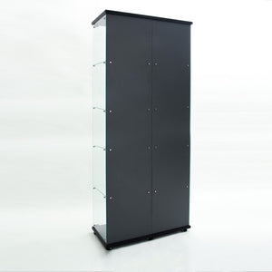 English Elm Tempered Glass Display Cabinet With Bluetooth Led Light, Locking Door & Mirrored Back For Stylish Storage W3155S00017-GIGA