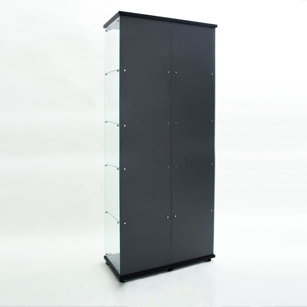 English Elm Tempered Glass Display Cabinet With Bluetooth Led Light, Locking Door & Mirrored Back For Stylish Storage W3155S00017-GIGA