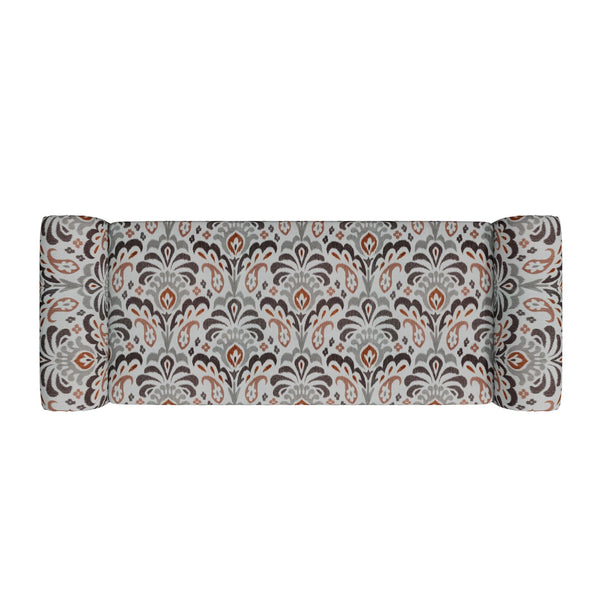 English Elm Wallen Traditional Upholstered Storage Ottoman Bench with Nailhead Trim and Vine Pattern Multi B127P409581