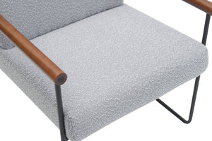 English Elm Modern Boucle Accent Armchair - Stylish Gray Upholstered Lounge Chair For Cozy Living Spaces T3903P372605