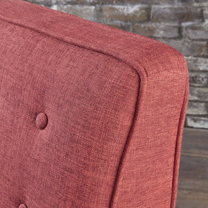English Elm Christopher Knight Home® - Fabric Recliner Chair Mid-Century Modern Pushback Single Sofa with Tufted Cushion, Birch Legs, Cozy Comfort Red 60741.00RED