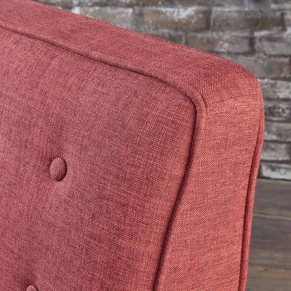 English Elm Christopher Knight Home® - Fabric Recliner Chair Mid-Century Modern Pushback Single Sofa with Tufted Cushion, Birch Legs, Cozy Comfort Red 60741.00RED