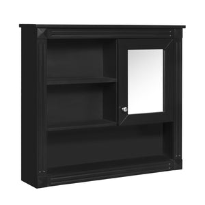 English Elm 32'' Bathroom Wall Cabinet Mirror — 32-inch Wall-Mounted Medicine Cabinet with Adjustable Shelves for Streamlined Bathroom Storage and Stylish Organization Black N710P254922B