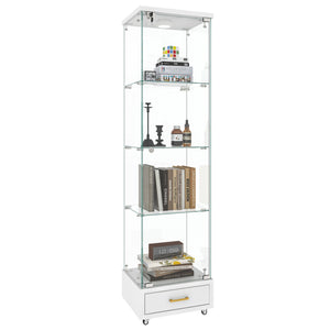 English Elm Modern Glass Display Cabinet With Led Lights, Quick-Assembly 4-Shelf Storage For Collectibles & Decor W241P268239