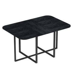 English Elm Multi-functional Dining Work Table Two-tone Mdf Top Metal Base for Modern Compact Spaces Black W3875P386951