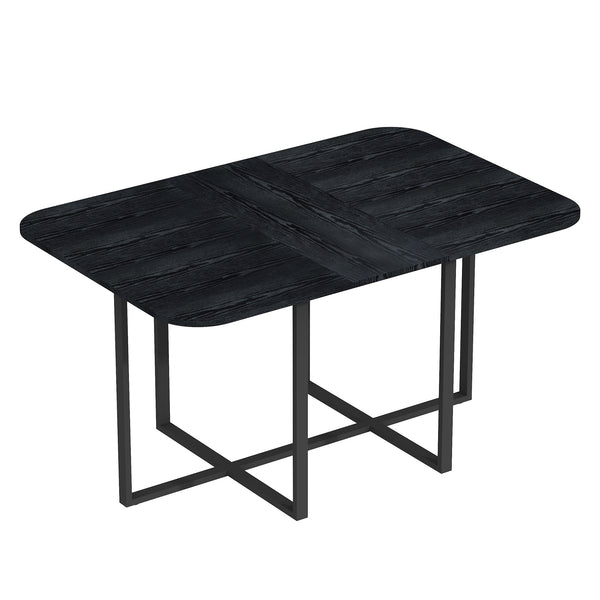 English Elm Multi-functional Dining Work Table Two-tone Mdf Top Metal Base for Modern Compact Spaces Black W3875P386951
