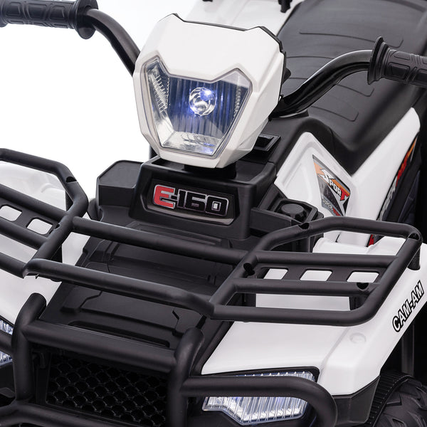 English Elm Aosom 12v Kids Battery Powered Atv Quad with Led Lights Music Usb Treaded Tires W2225P249795