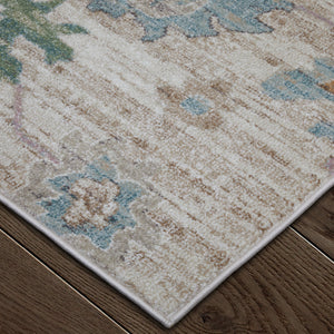 Feizy Rugs Dartmouth Transitional Abstract Floral Rug - Durable Polypropylene, Vintage Charm, Persian-inspired Design Tan,Brown,Blue Polypropylene Drt39qkfbgemltg00