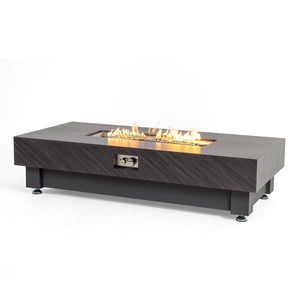 English Elm 60-INCH Modern Fire Pit Table with Stainless Steel Burner, Rain Cover, Propane Heater for Patio Gatherings Black,Stone Gray W3131P333709