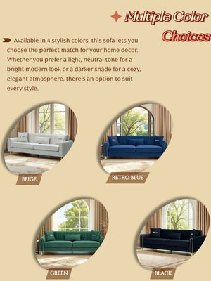 English Elm FX-P11-CW Modern 87.4" 3-Seater Sofa Upholstered Plush Fabric, Pocket Springs, Foam, Metal Legs W576P360570