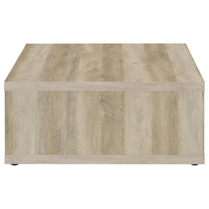 English Elm Flint Square Coffee Table - Distressed Pine Finish, Durable Melamine, Modern Rustic Design, 35.5" Wide B062P299837